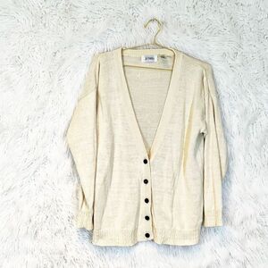 Vintage ramie and cotton v-neck cardigan sweater